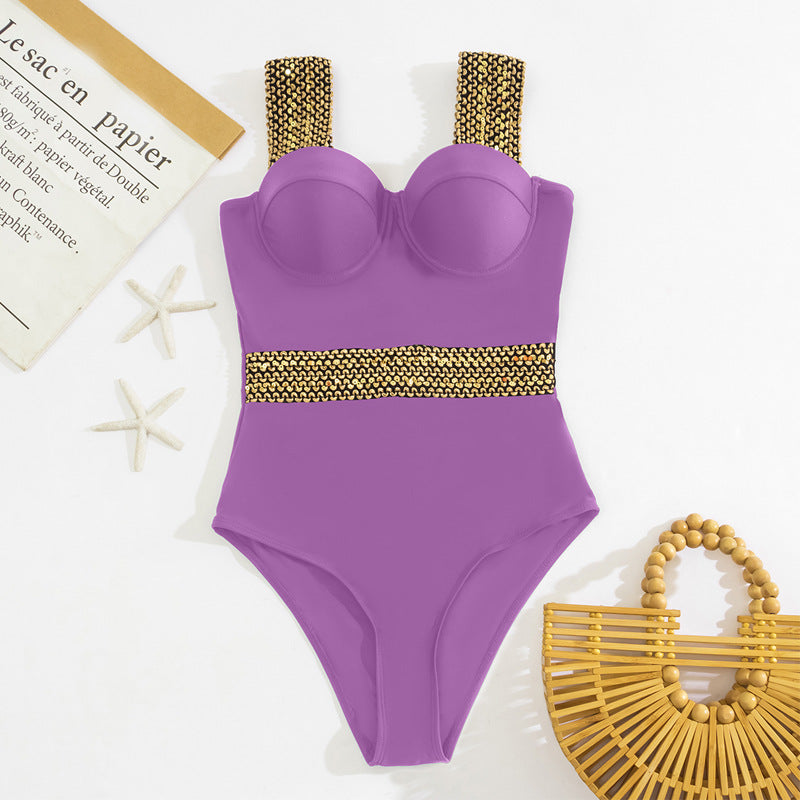 One-piece Swimsuit Sexy Bikini Women's Swimming Suit Purple