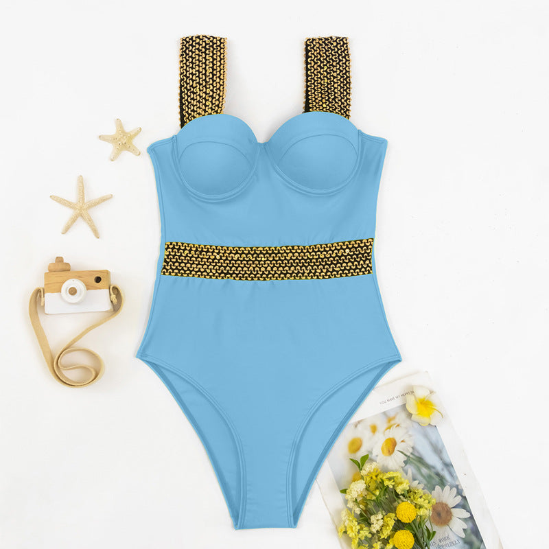 One-piece Swimsuit Sexy Bikini Women's Swimming Suit Blue