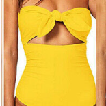 One-piece swimsuit women's solid color Yellow