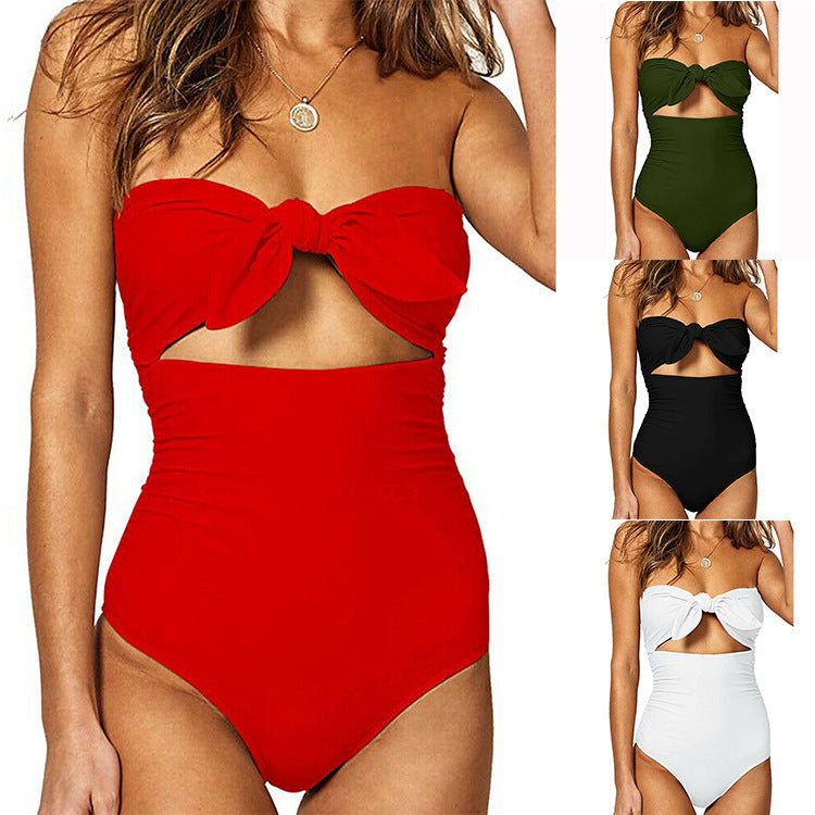 One-piece swimsuit women's solid color