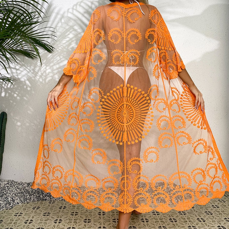 One-pieces Fashion Summer Plage See Through Swimsuit Cover Ups Sexy Pareo