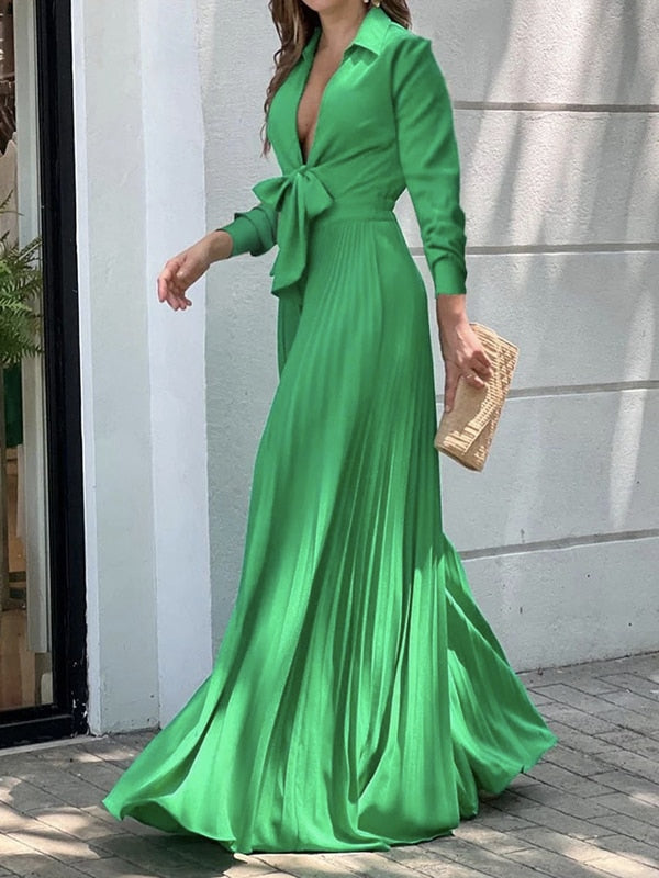 Onecozyday Stylish Sleeveless Lace-Up Pleated Deep V-Neck Sexy Jumpsuits 2024 Summer Vacation Party Prom Jump Suits For Women Long Sleeve