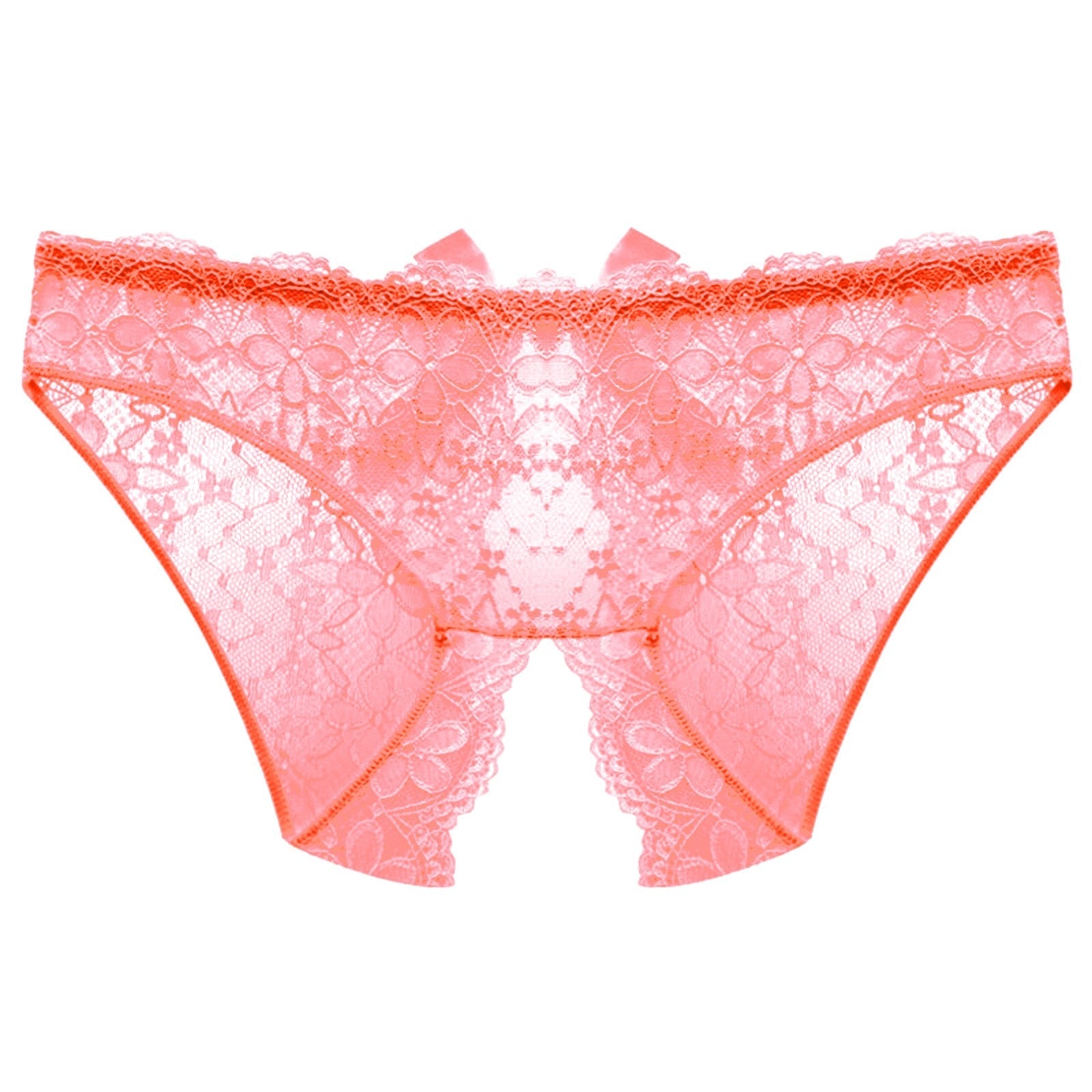 Open Crotch Underwear Panties With Bow Orange