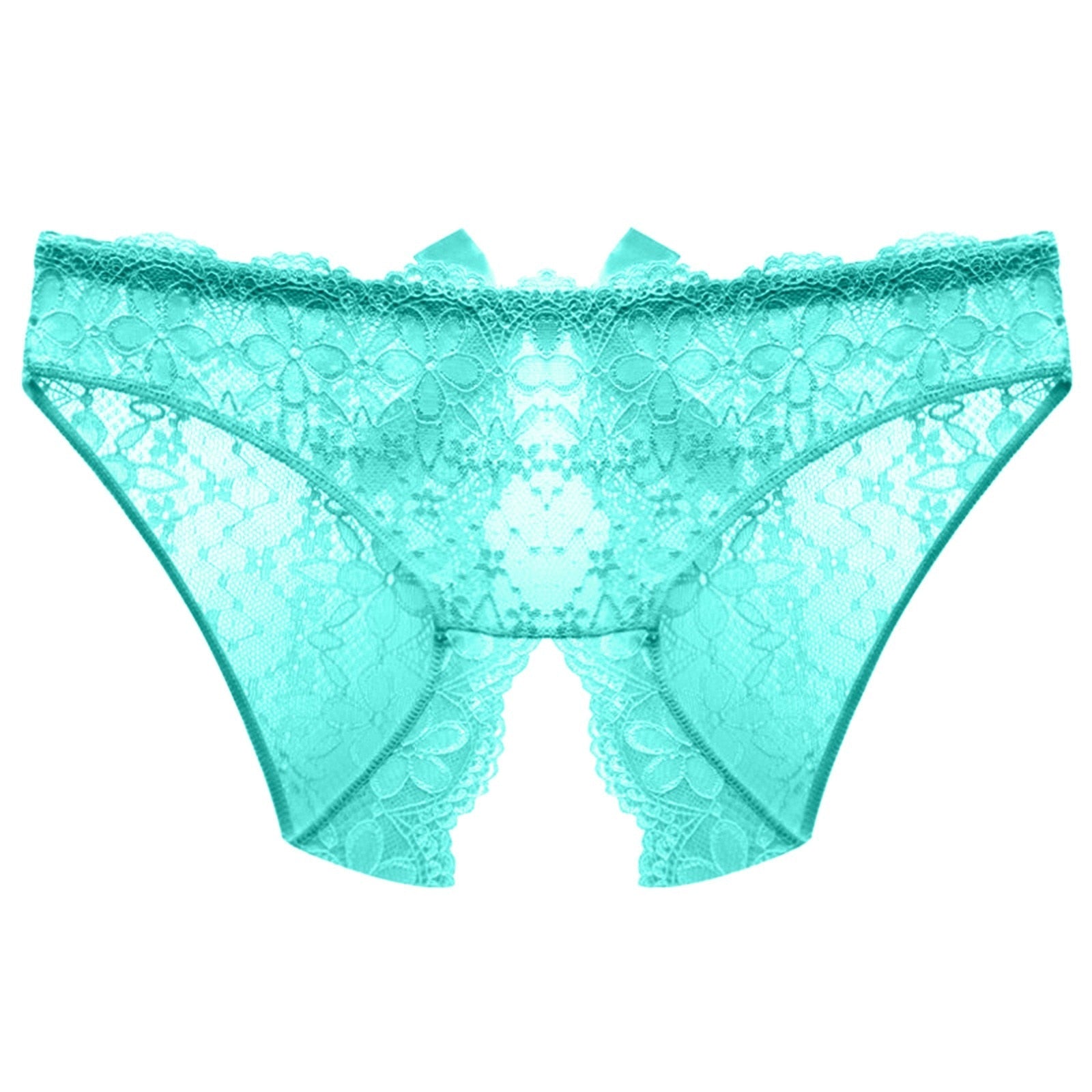 Open Crotch Underwear Panties With Bow Blue