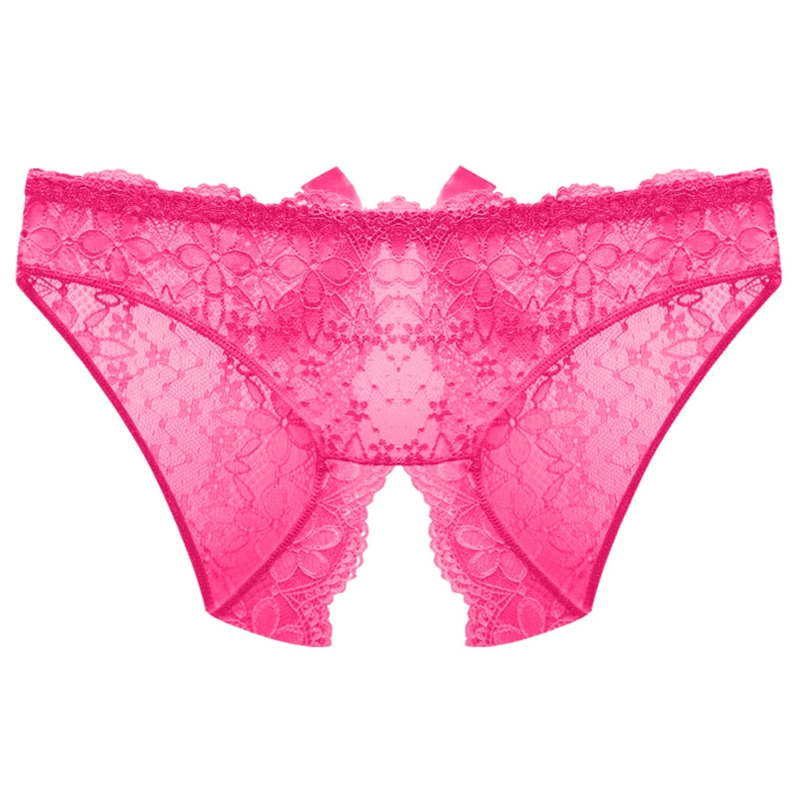 Open Crotch Underwear Panties With Bow Hot Pink