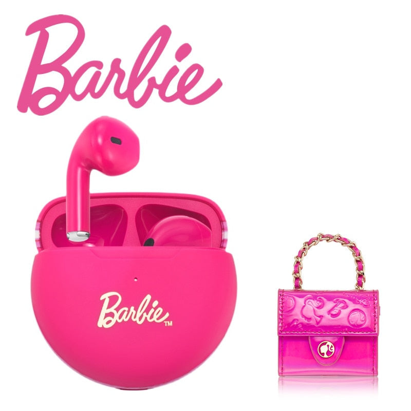 Original Barbie Wireless Bluetooth Headset Kawaii Portable Girls Macaron Mini Headphone Handbag Phone Accessories Gifts Toys AMAIO
