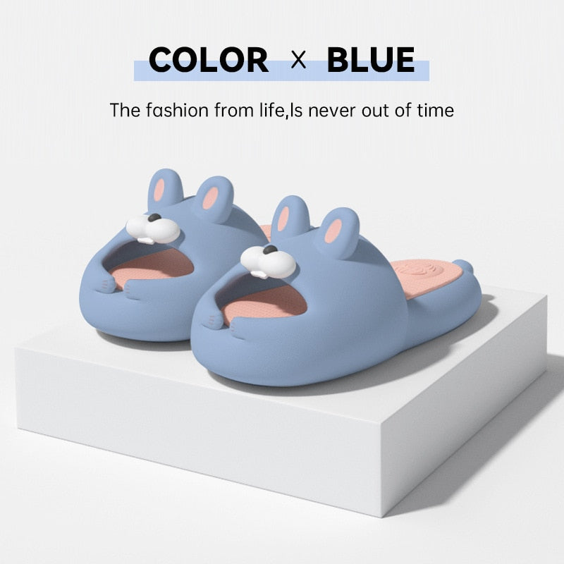 Original Cute Cartoon Radish Rabbit Soft Sole Indoor Anti-skid Thick Sole Sandals Summer Home EVA Slippers Outdoor Slippers Blue Pink