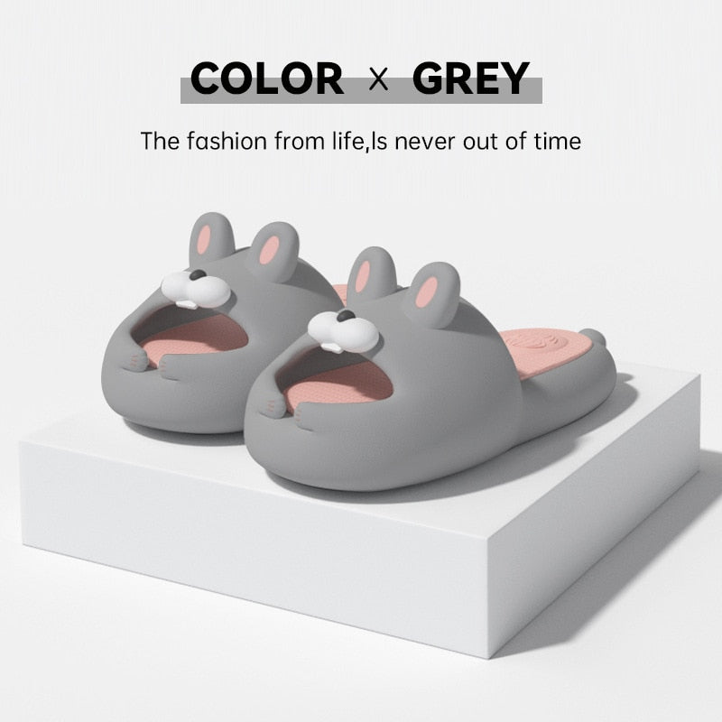 Original Cute Cartoon Radish Rabbit Soft Sole Indoor Anti-skid Thick Sole Sandals Summer Home EVA Slippers Outdoor Slippers Gray Pink