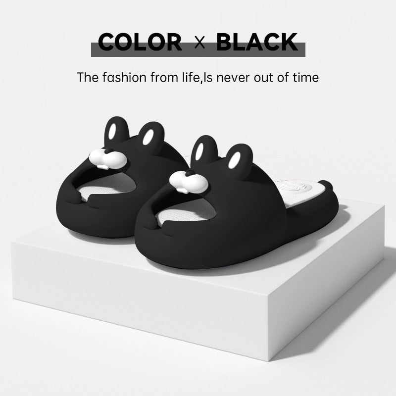 Original Cute Cartoon Radish Rabbit Soft Sole Indoor Anti-skid Thick Sole Sandals Summer Home EVA Slippers Outdoor Slippers Black White