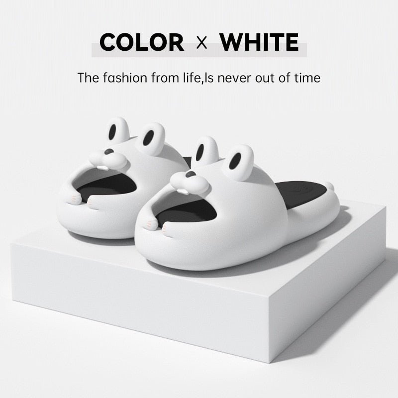 Original Cute Cartoon Radish Rabbit Soft Sole Indoor Anti-skid Thick Sole Sandals Summer Home EVA Slippers Outdoor Slippers White Black