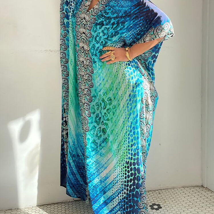 Over Size Bohemian Dress Women Summer Beachwear Robe Plage 2024 Swimsuit Cover Up Tunic For Beach Pareos Long Maxi Dress Sarong