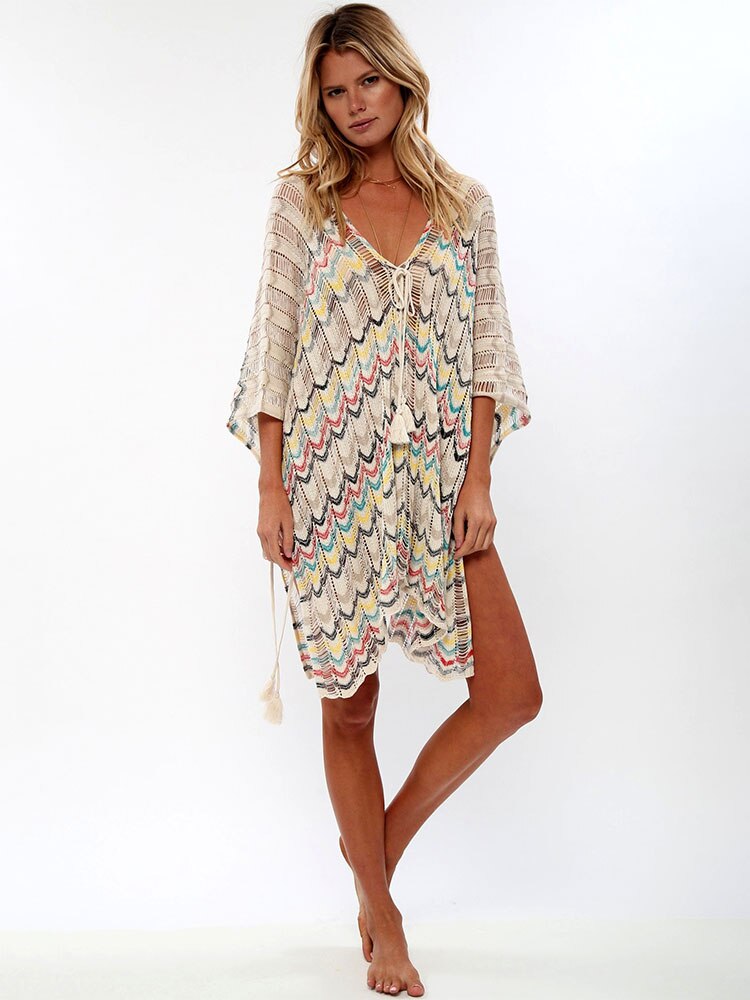 Oversize Crochet Beach Dress Cover up Sarong Kaftan Beach Tunic Plage