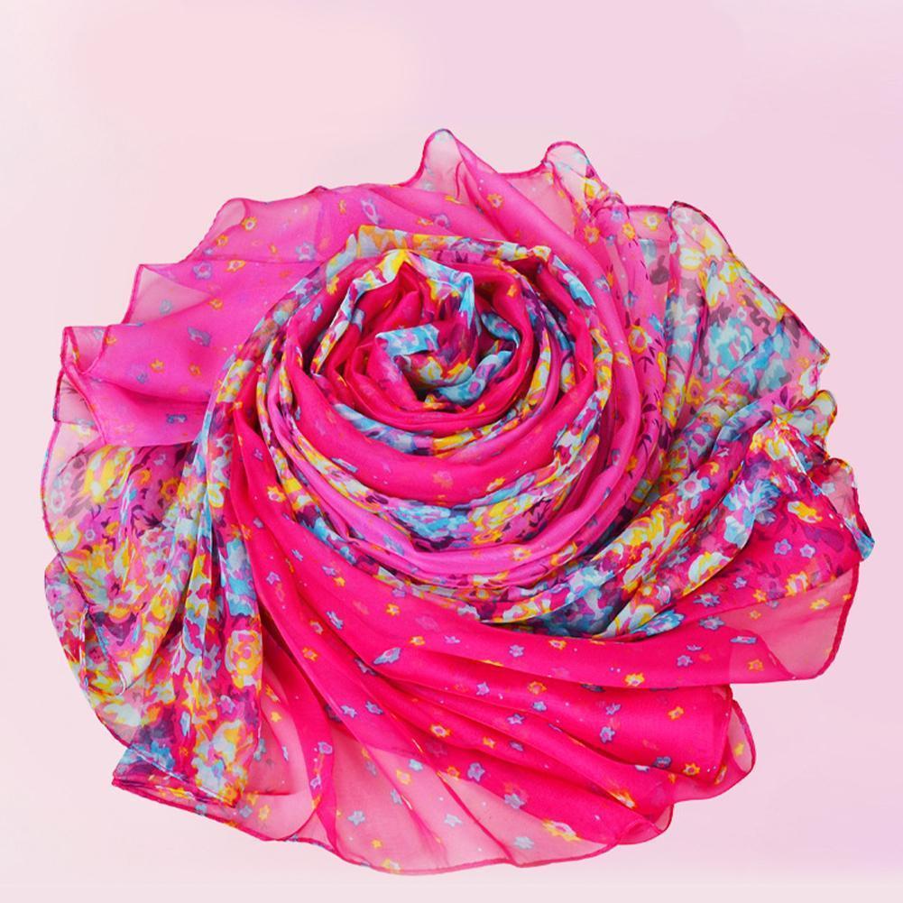Oversize Sunscreen Pareo Beach Shawl Summer Chiffon Prints Flower Ladies Foulard Silk Muffler Female Scarves Women Scarf Ba S7H8