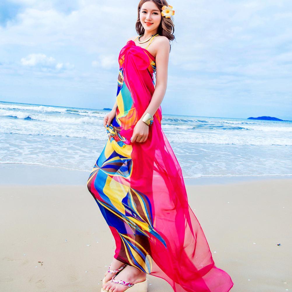 Oversize Sunscreen Pareo Beach Shawl Summer Chiffon Prints Flower Ladies Foulard Silk Muffler Female Scarves Women Scarf Ba S7H8