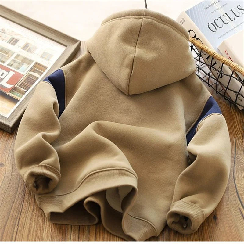 Padded Thick Sweatshirt Coat Winter Big Kids Clothes Warm Hoodie Baby Boys Girls Letter Print Hooded Pullover Casual Tops 4-12Y
