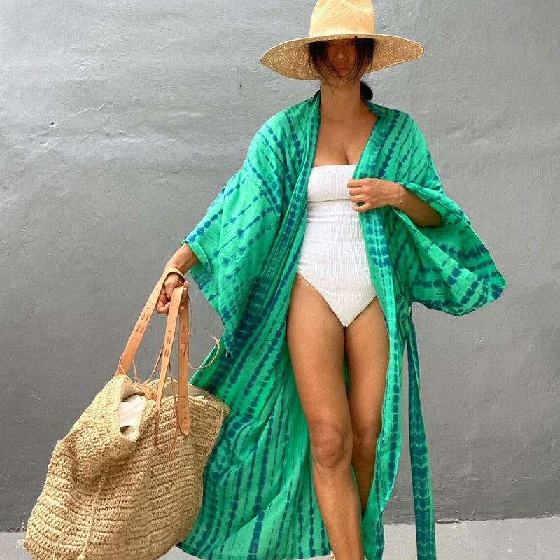 Para Praia 9 Colors Bikini Cover Ups Beachwear Kimono Beach Robe Color 9 One Size