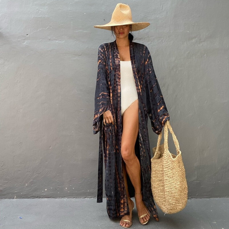 Para Praia 9 Colors Bikini Cover Ups Beachwear Kimono Beach Robe Color 5 One Size