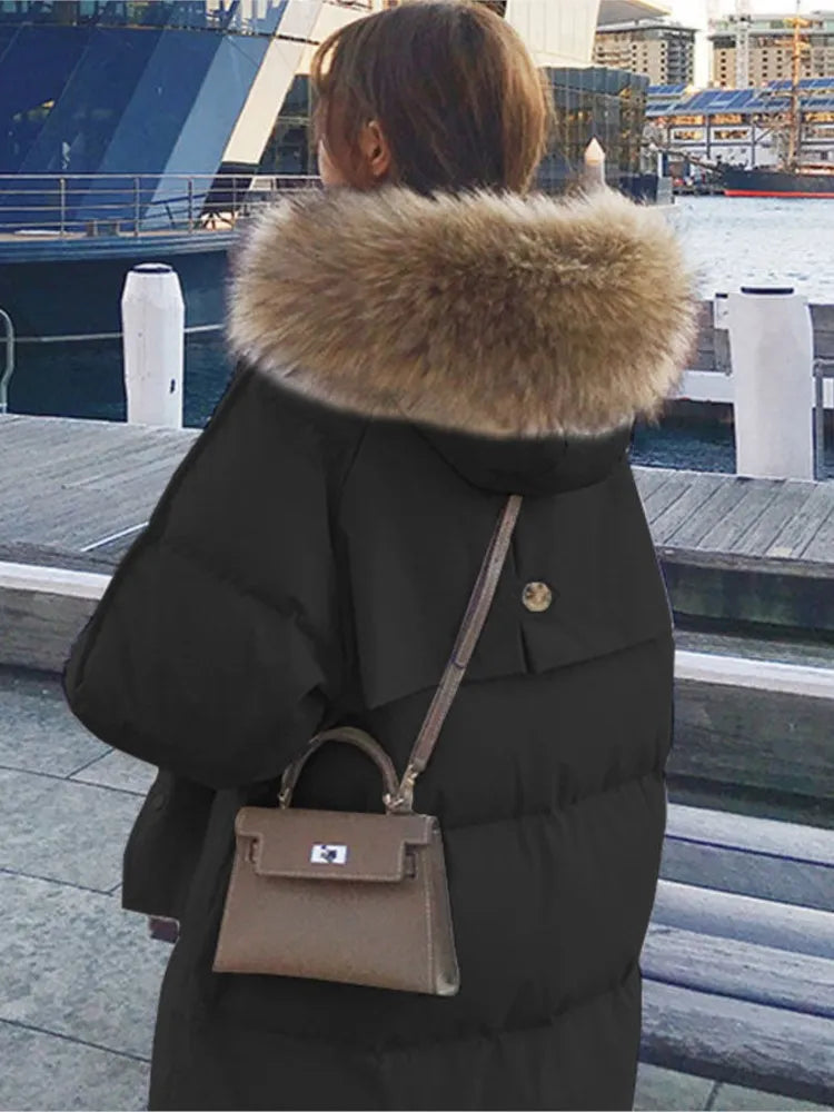 Parka Autumn Winter Jacket Women Clothes Vintage Warm Coat Female Women's Down Cotton Jacket Warm Thick Long Parkas Oversized Black