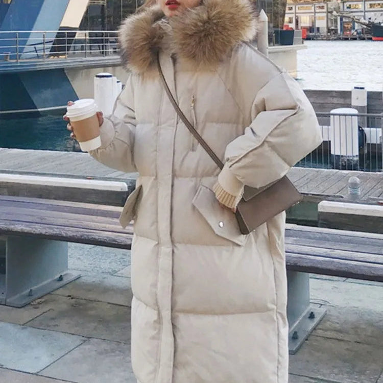 Parka Autumn Winter Jacket Women Clothes Vintage Warm Coat Female Women's Down Cotton Jacket Warm Thick Long Parkas Oversized Beige