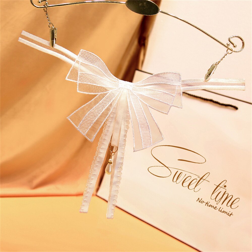 Pearl Pendant Sexy Crotchless Panties White