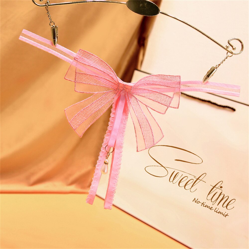 Pearl Pendant Sexy Crotchless Panties Pink