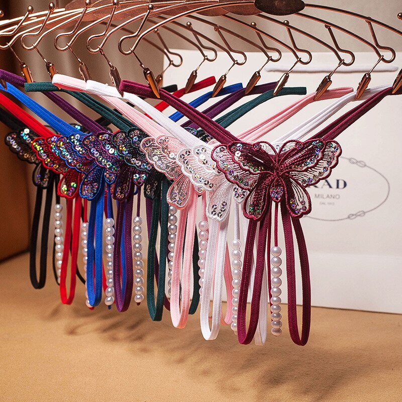 Pearl Sequins Thong Women Sexy G-string