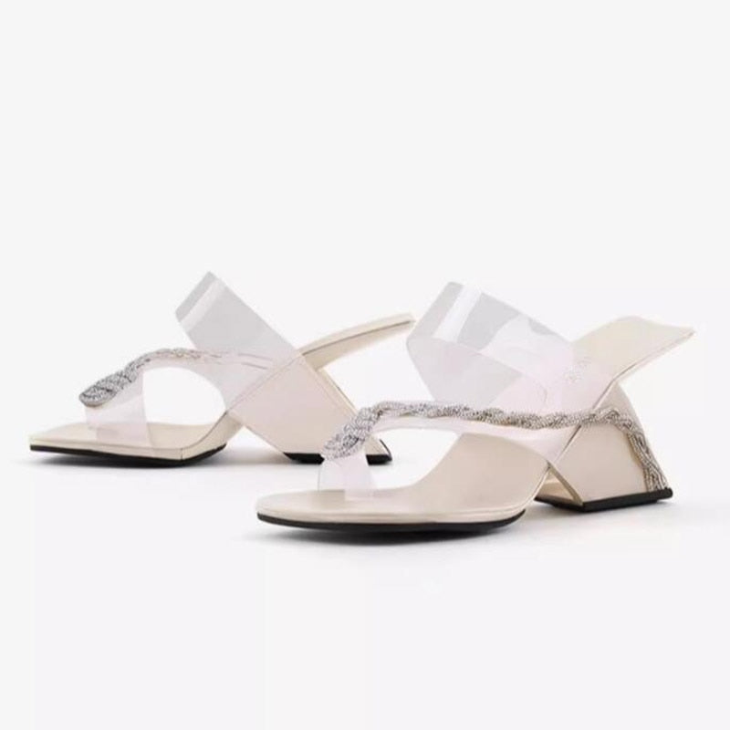 Phoentin Designer flip-flops rhinestone slippers women&#39;s summer PVC transparent clear wedge heel sandals Fashion Shoes FT2704 AMAIO