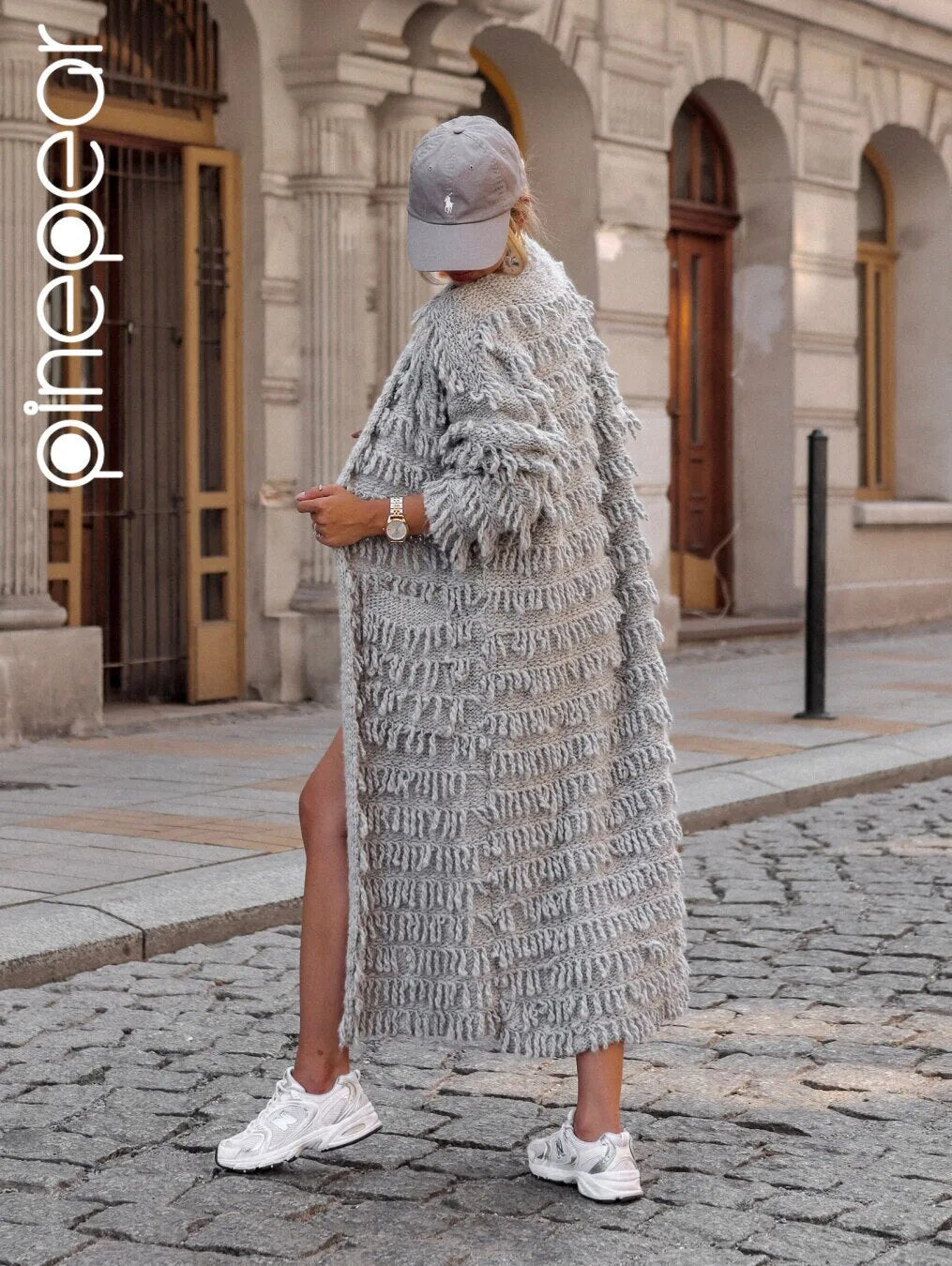 PinePear 2024 Fall Winter Women Crochet Knit Cardigans Fashion Casual Tassels Sweater Maxi Coats Ladies Open Stitch Long Trench