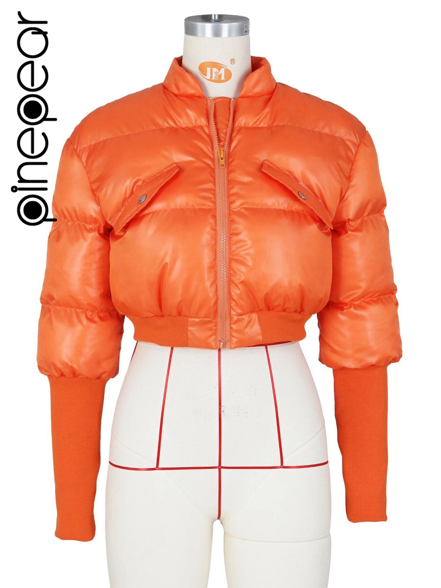 PinePear Thick Women Parkas 2024 Winter Warm Puffy Cropped Coats Cotton Padded Stand Collar Short Jackets Fashion Female Clothes