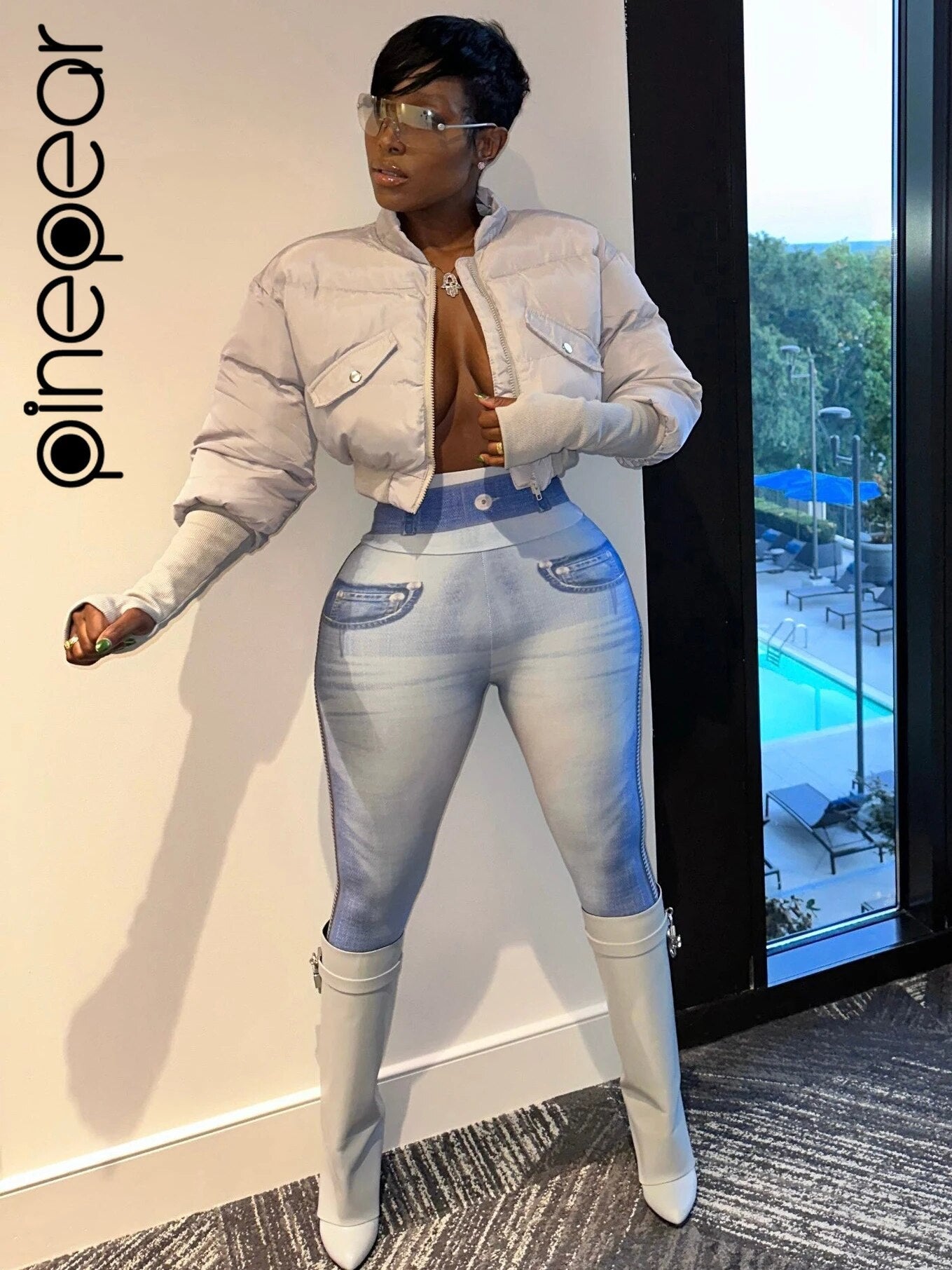 PinePear Thick Women Parkas 2024 Winter Warm Puffy Cropped Coats Cotton Padded Stand Collar Short Jackets Fashion Female Clothes Gray