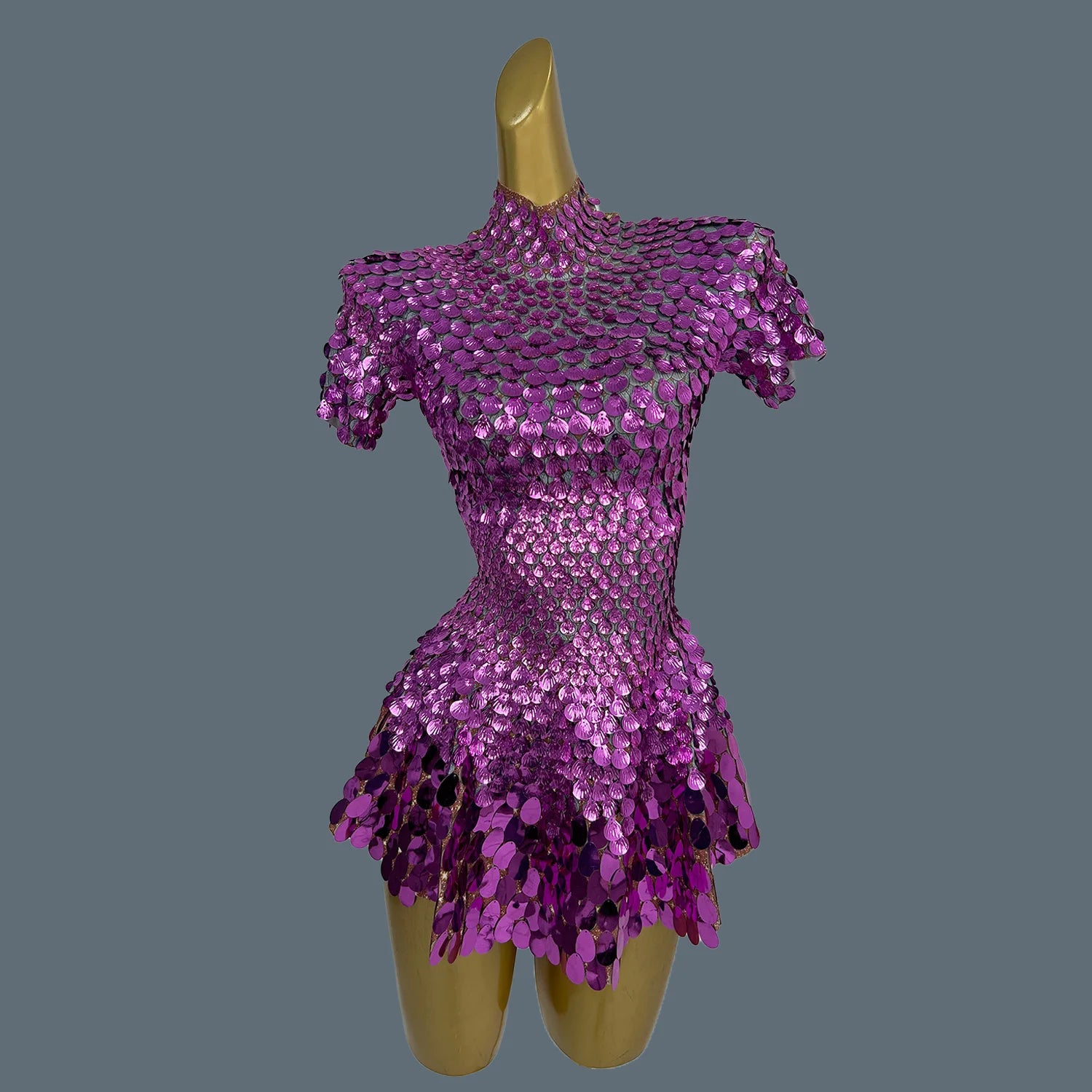 Sexy Nightclub Leotard Shining Lovely Sequins Mini Dress Costume Celebrate Dress Women Bodysuit Birthday Silver Dresses Jinsique Rose Red One Size