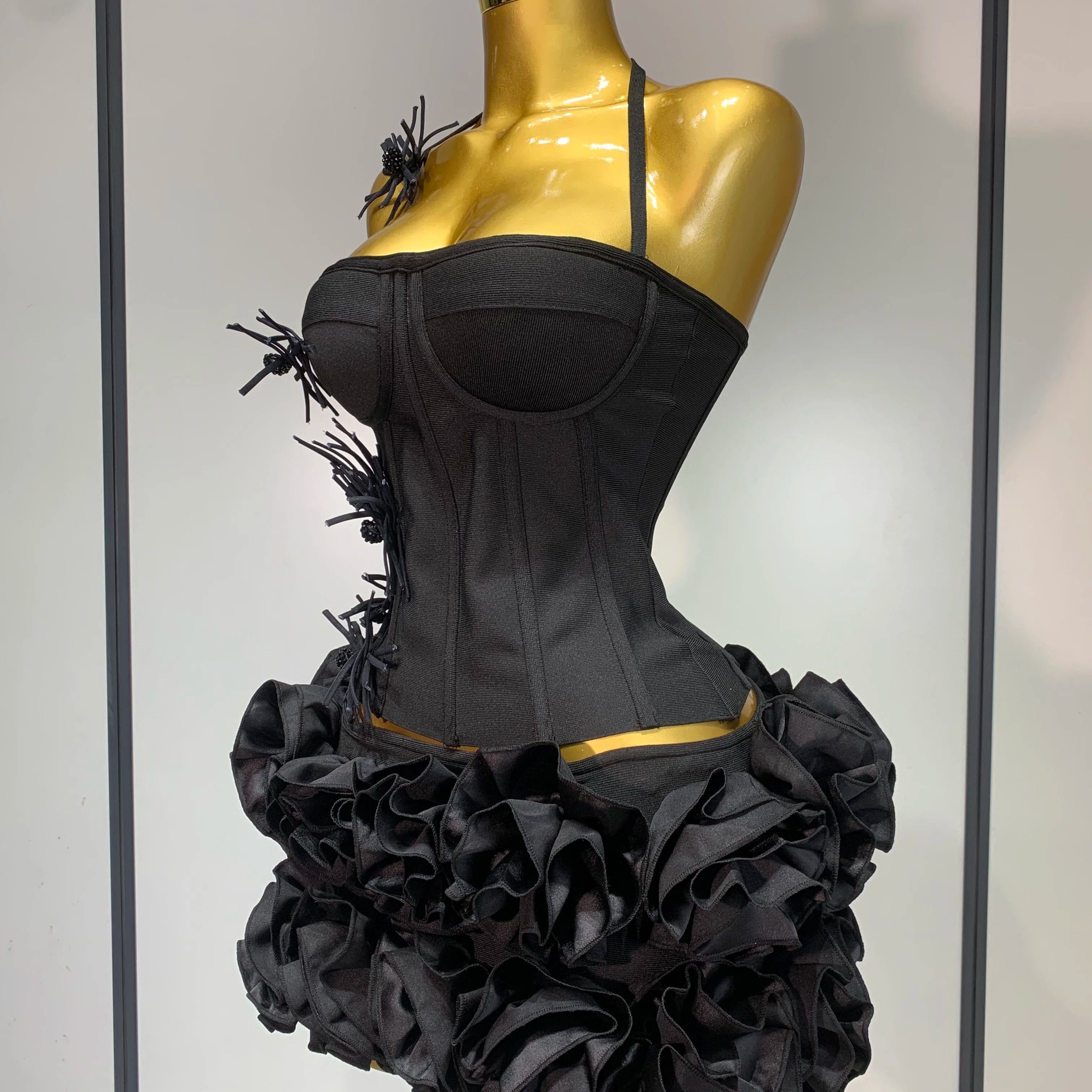 Women Sexy Halter Prom Gown Fashion Celebrity Club Party Two Piece Set Cocktail Elegant Luxury Birthday Party Bandage Outfit