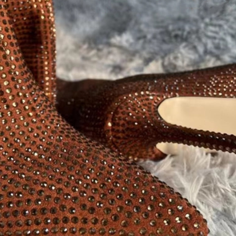 Women's New European and American Fashion Show Starry Sky High-heeled Rhinestone Pointed Nightclub Four Seasons Boots