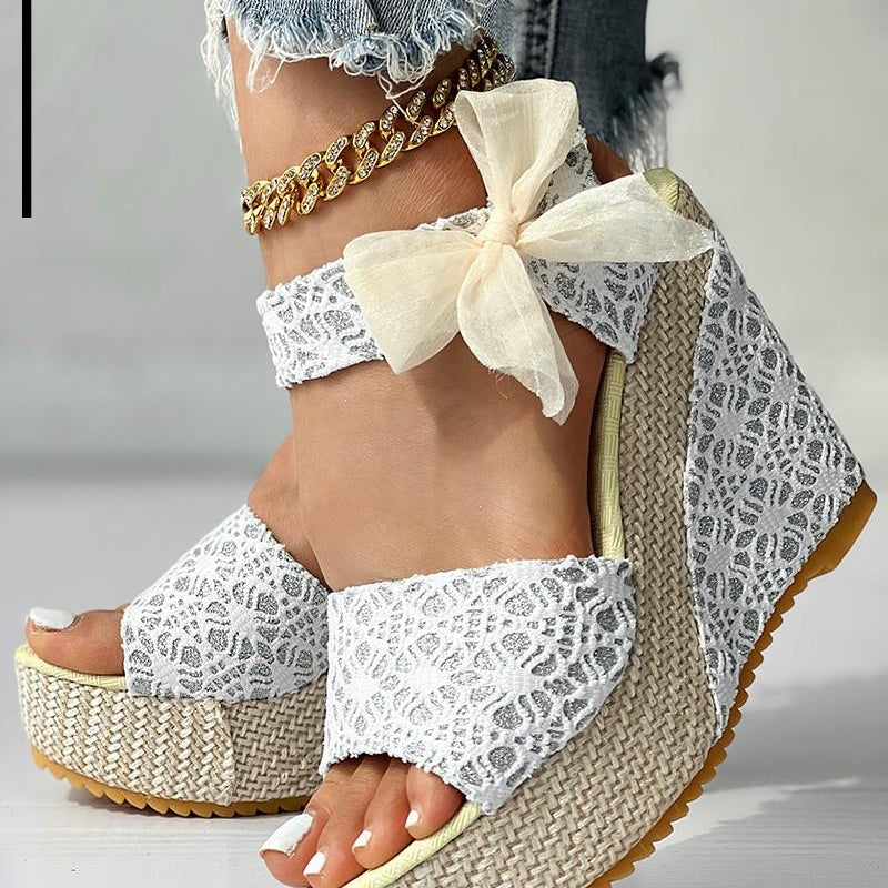 Women Sandals Summer Platform Wedges High Heels Bohemia Open Toe Print Shoes Woman Vacation Beach Elegant Lady Sandals Dropship