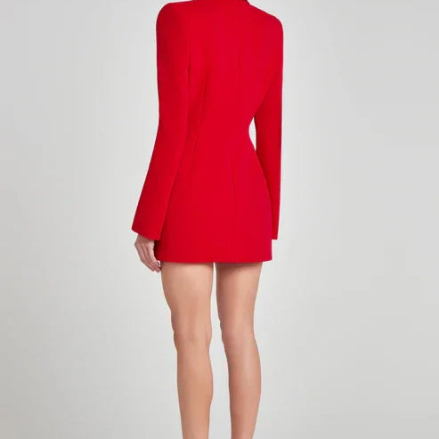 Red Color Women Long Sleeve Sexy V-Neck Bodycon Blazer Dress Celebrate Evening Party Christmas Wedding Mermaid Dress Wholesale