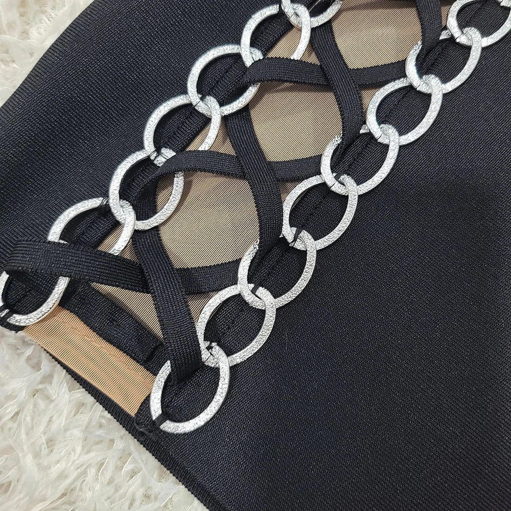 Women Long Sleeve Sexy Laced-up Bodycon Mini Bandage Dress Fashion Celebrate Nightclub Party Cocktail Outfit