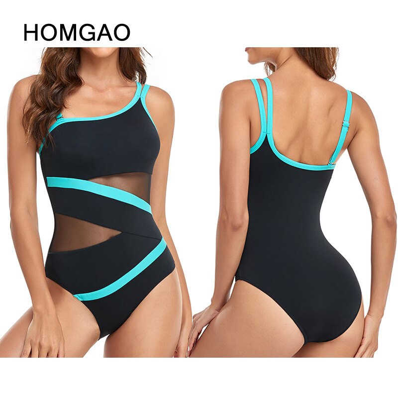 Sexy Mesh One-Piece Swimwear - One Shoulder Swimsuit Bodysuit Beachwear Brazilian Bathing Suits Summer Monokini