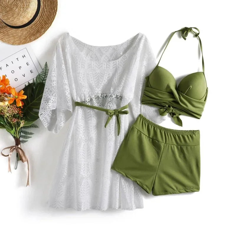 2 Colors Swimwear Women Sexy One Piece Swimsuit Female Korean Long Sleeve Bathing Suit High Waist Hollow Monokini bikinis Green