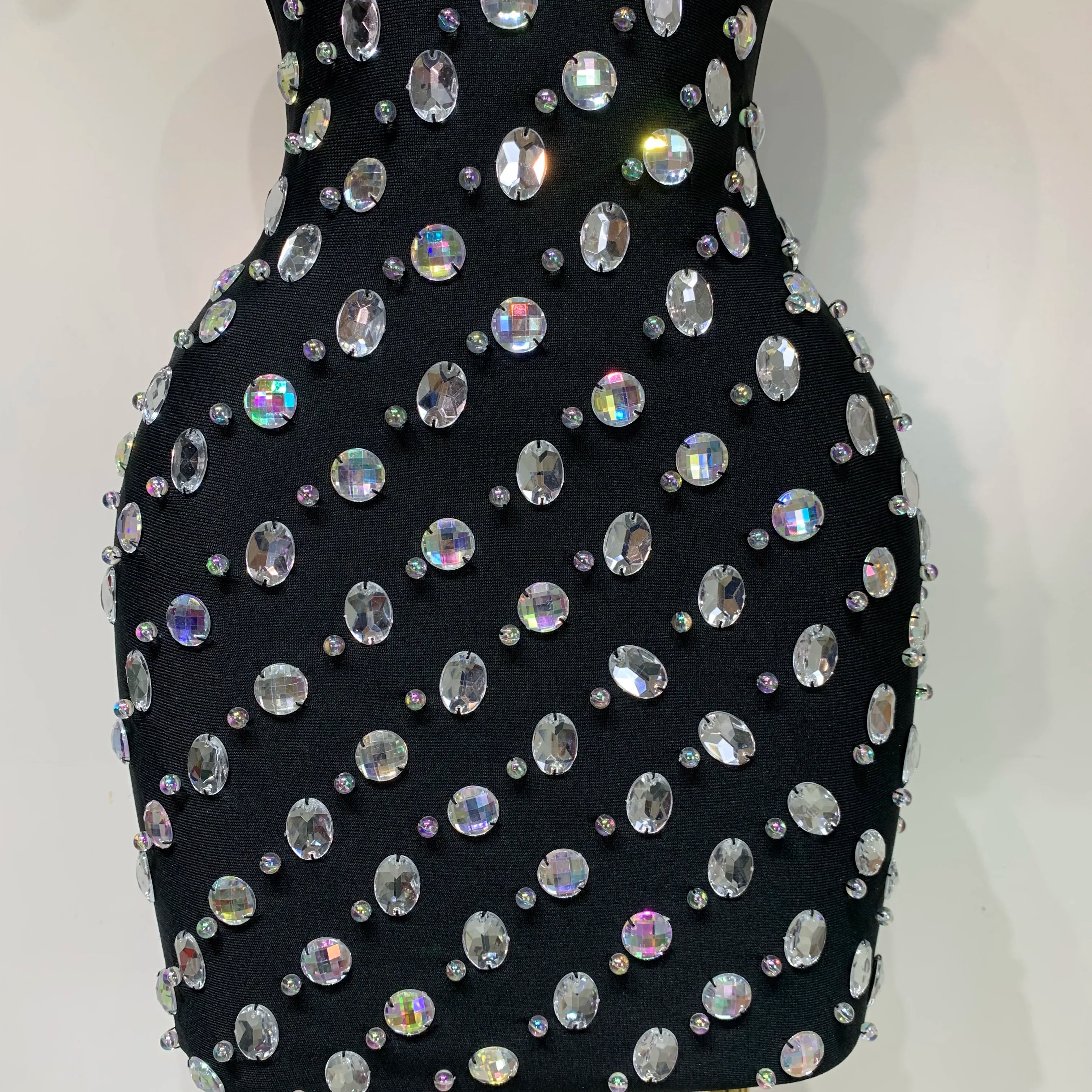 Sexy Rhinestones Bodycon Strapless Mini Dress 2025 Women Sleeveless Backless Fashion Evening Party Club Luxury Birthday Dresses