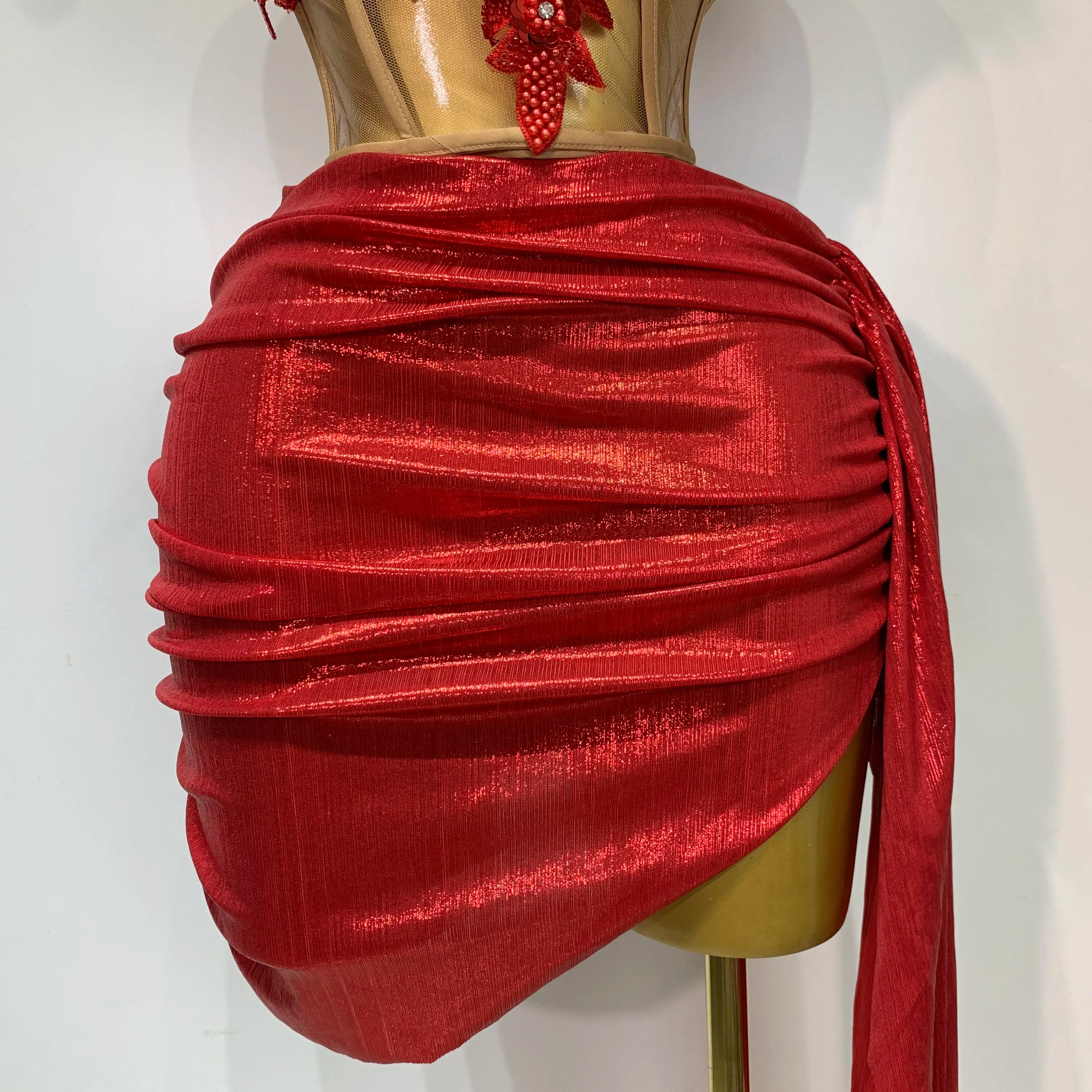 Women Sexy Two Pieces Set Beading Bodycon Mini Dress Nightclub Evening Party Celebrate Birthday Bar Singer Performance Costume