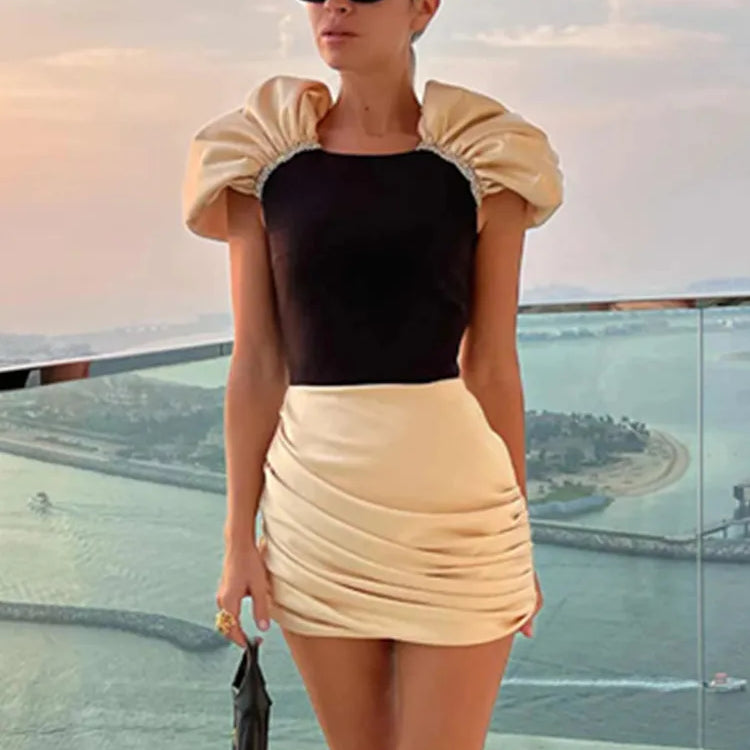Women Summer Celebrity Sexy Diamonds Patchwork Ruched Mini Gowns Dress 2025 Elegant Evening Party Club Vestido