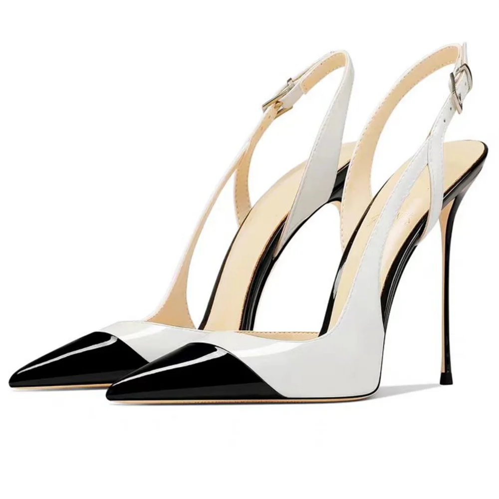 Summer Women High Heeled Shoes for Woman's Pointed Toe Ankle Thin Heels Mixed Colors Pumps Sexy Lady Patent Leather Party Shoes