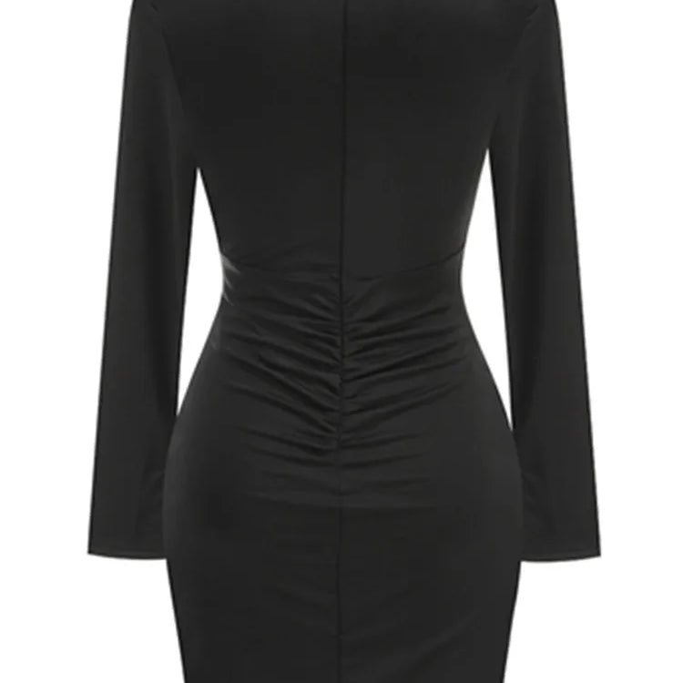 Luxury Women Celebrity Sexy Long Sleeve Key Hole Black Button Gowns Dress 2025 Elegant Evening Party Club Vestido