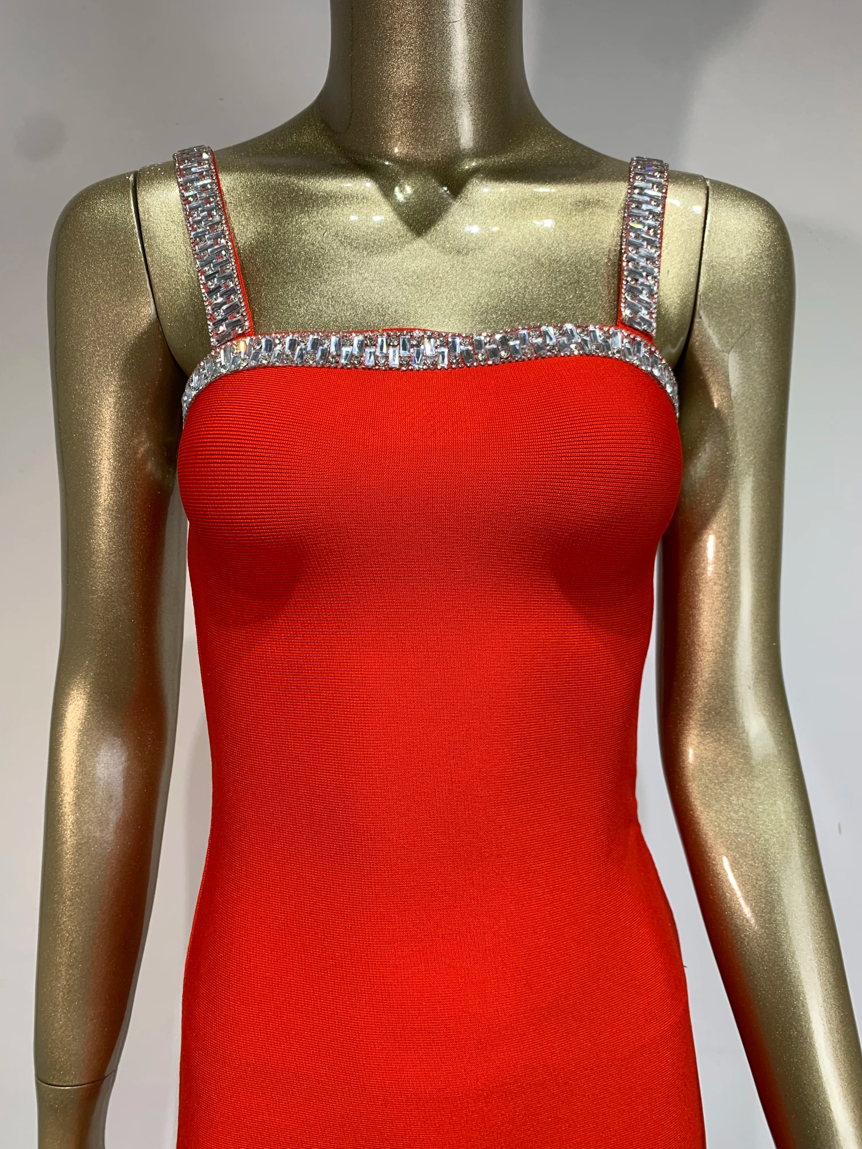 est Bandage Dress Women Celebrity Sexy Sleeveless Backless Red Diamonds Mini Bodycon Elegant Evening Club Party Dress