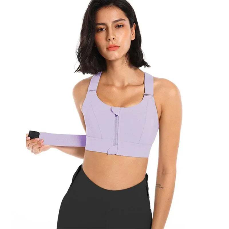 Solid Color Yoga Tight Sports Bras For Women Women's Fitness Zipper Bra Sportswear Woman Gym Training Female Crop Tops TOP001-5