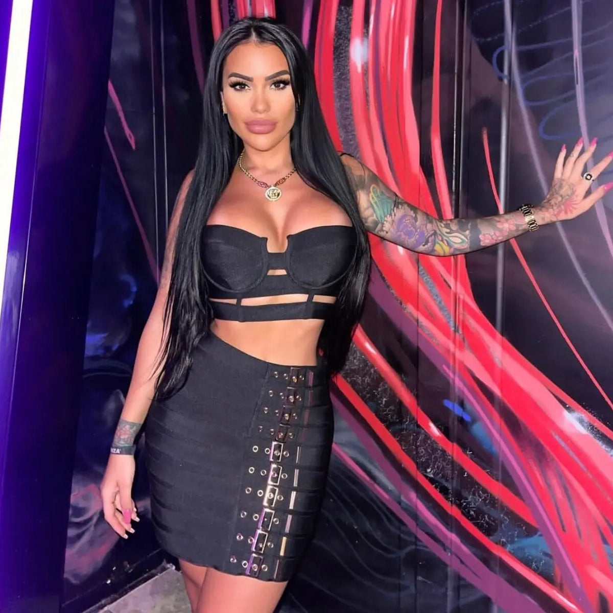 2024 Women Sexy Bandage Tops Fashion Pencil Skirts Set Nightclub Party Celebrate Women's Set High Quality