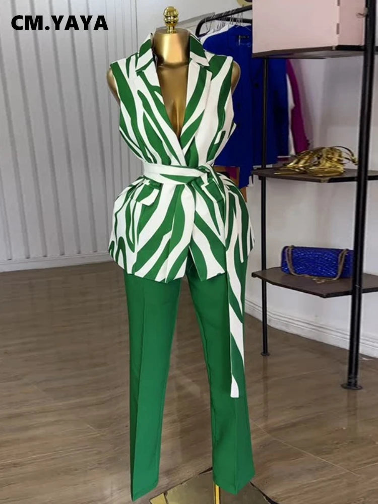 Fashion Women's Set Sleeveless Notched Collar Blazer Tops and Pants Sets 2025 Summer OL Street Two 2 Piece Sets Outfits