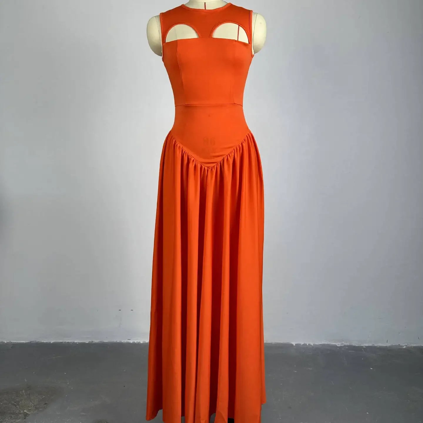 CM.YAYA 2024 Summer Sleeveless Sweet Cute O-Neck Hollow Out Slim Floor-Length Long Women Dress Beach Streetwear Maxi Dresses