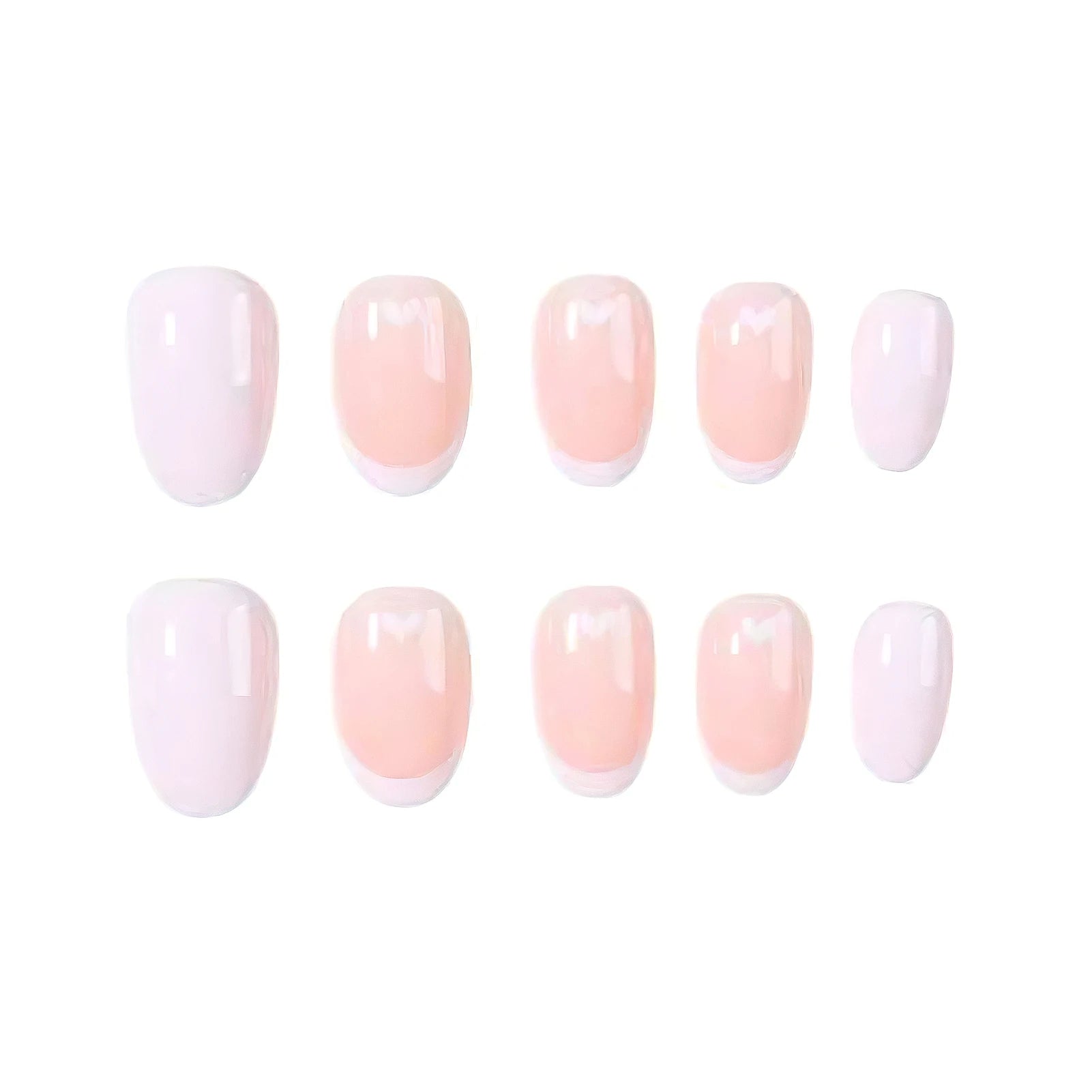 Short Oval Shaped False Nails for Women 24Pcs White French Press On Nails Love Heart Printed Wearable Acrylic Fake Nails Patches