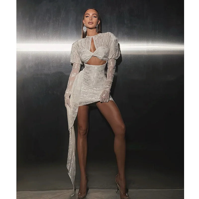 2024 New Sexy Hollow Out Long Hemline Lace Evening Dress Celebrity Evening Party Dress